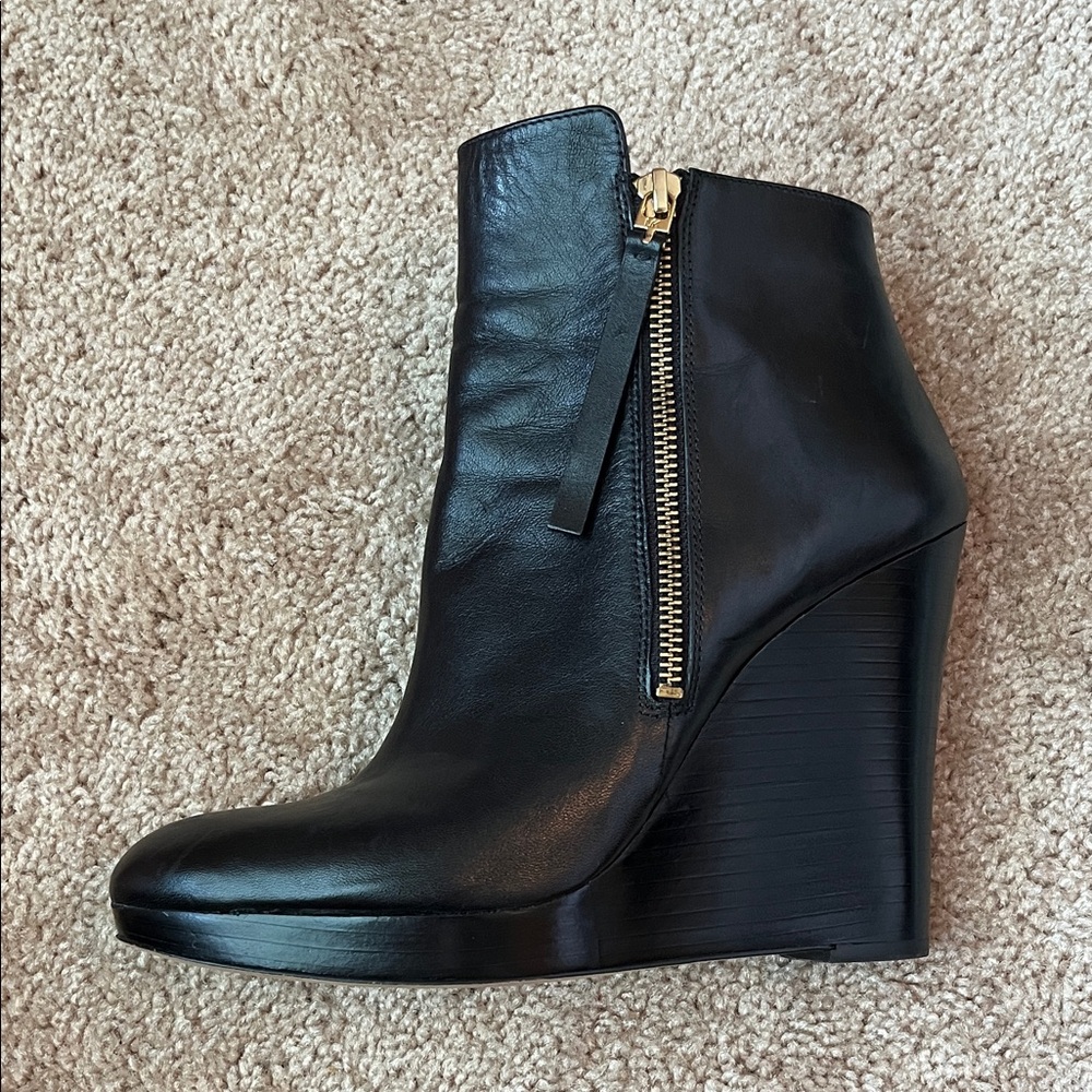 MICHAEL Michael Kors Black Ankle Boots with Gold Zipper